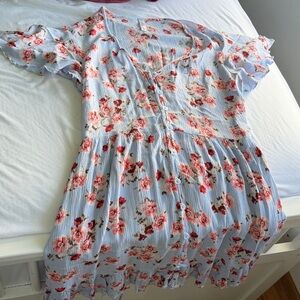 Xhilaration Floral Dress in Light Blue and Pink
